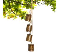 Metal Bell - Bells On Jute Rope, Hanging Bells Crafts Ornaments | Rustic Wind Chime Decorations For Homeowners, Party Planners, Craft Lovers | Holiday Christmas Décor For Restaurant, Garden, Patio