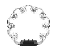 Metal Bells - Tamburello a percussione manuale con impugnatura ergonomica, 20,3 cm, doppia fila, tamburello musicale rotondo