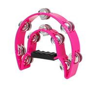 Metal Bells - Tamburello a percussione manuale con impugnatura ergonomica, 25,4 cm, doppia fila, tamburello musicale rotondo