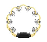 Metal Bells - Tamburello a percussione manuale con impugnatura ergonomica da 20,3 cm, a doppia fila, tamburello rotondo, per strumenti musicali