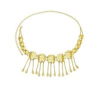 Metal Belly Dance Dress Belt Chains Long Tassel Carved Flower Waist Chain Women Turkish Jewelry(Gold)