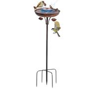Metal Bird Bath - Bird Baths for Outdoors, Vintage Outdoor Birdbaths, Bird's Bath Bowl with 5 Prongs Base Stake | for Garden Patio Balcony Ground Flower Bed Yard Lawn Park