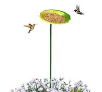 Metal Bird Bath Feeder - Garden Water Station Bowl Stake Decor 15x13.5x64cm, Outdoor Yard Basin | Elevated Feeding Dish Tray, Window Deck Patio Balcony Railing Ground Setup For Bird Hydration