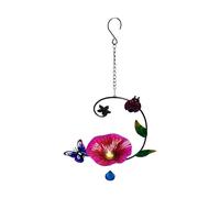 Metal Bird Baths with Hook - Heavy Duty Iron Flower Design Water Bowl Bowl | 32In Vintage Freeständing Birdbaths Support | Detachable Outside Mounted Birdfeeder for Patio Yard Deck and Balcony