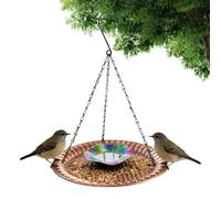 Metal Bird Feeder Bowl - Outdoor Feeding Dish for Balcony Fence Setup | Iron Build with Hanging Hooks, Decorative Garden Tray, Water Food Container for Patio Yard Wild Bird Attraction