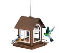 Metal Bird Feeder - Heavy Duty Hanging Feeding Plateforms, House-Shaped Weatherproof Outdoor Feeding Station | Large Capacity Rustic Metal Bird Feeder for Garden | Perfect for Watching Wild Birds