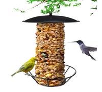 Metal Bird Feeder, Heavy-Duty Rustproof Feeder, Outdoor Lovebirds Watching, Hanging Waterproof Iron Feeders for Garden, Balcony, or Patio, 11.81x9.61x6.22 Inches, Multicolor