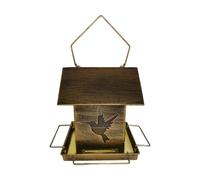 Metal Bird Feeder - Iron Strong Weatherproof Unit Squirrel Proof Feeding Station Supply Automatic Seeds Dispenser Garden Stand Decorative Finch Hummingbird Wild Tray - For Balcony Porch Deck Tree
