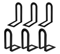 Metal Bookends - 6 Pack Heavy Duty Book Supports | Stackable Design