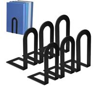 Metal Bookends - 6 Pack Heavy-Duty Non-Skid Desk & Shelf Book End Holders