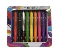 Metal Box con 10 Penne a scatto Gel colorate I'M TintaUnita + Penna gold o silver