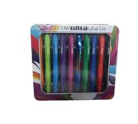 Metal Box con 10 Penne punta 1,6 a scatto colorate I'M TintaUnita