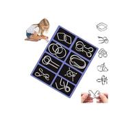 Metal Brain Teaser Puzzle Ring,8 pezzi Metal Montessori Puzzles,3D Interlocking MetalWire IQ Logic Game,Challenging Iron Ring Puzzle for Kids Adults,Educational Party Favor Travel Thinking Toy