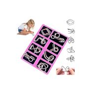 Metal Brain Teaser Puzzle Ring,8 pezzi Metal Montessori Puzzles,3D Interlocking MetalWire IQ Logic Game,Challenging Iron Ring Puzzle for Kids Adults,Educational Party Favor Travel Thinking Toy