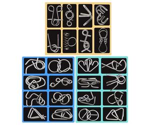Metal Brain Teaser Puzzles - Challenging Mind Game Set, Intelligence Skill Development Toy, Durablee Metal Disentangle Puzzle Collection | Classroom Reward Boys Teens Men Kids Youth Family Girls Son