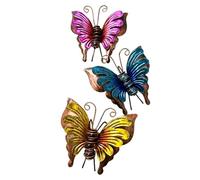 Metal Butterfly Wall Decor - 3 pezzi Garden Art Set per esterni interni Spaces accento display | Iron Craft Cutout Finish, Color Coated Lightweight Hanging Ornament for Yard Patio Porch Balcony Home