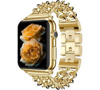 Metal Chain Band Compatible with Apple Watch Ultra3/2/1 SE3/2/1 Series11/10/9/8/7/6/5/4/3/2/1 Braccialetto Stile Western per Donna 38/40/41/42/44/45/46/49mm - Oro