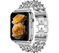 Metal Chain Band Compatible with Apple Watch Ultra3/2/1 SE3/2/1 Series11/10/9/8/7/6/5/4/3/2/1 Braccialetto Stile Western per Donna 38/40/41/42/44/45/46/49mm - Argento