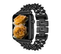 Metal Chain Band Compatible with Apple Watch Ultra3/2/1 SE3/2/1 Series11/10/9/8/7/6/5/4/3/2/1 Braccialetto Stile Western per Donna 38/40/41/42/44/45/46/49mm - Nero