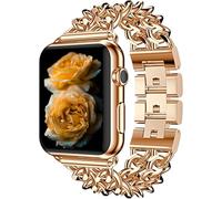 Metal Chain Band Compatible with Apple Watch Ultra3/2/1 SE3/2/1 Series11/10/9/8/7/6/5/4/3/2/1 Braccialetto Stile Western per Donna 38/40/41/42/44/45/46/49mm - Rosa Oro