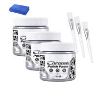 Metal Chrome Polish & Restorer Paste with Brush, Metal Polish Paste (3Pcs) | Long-Lasting Protection Multi-purpose Polishing & Rust Remover for Car Parts, Motorcycles, Hardware