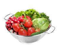 Metal Colander - Fine Mesh Fruit Washing Kitchen Strainer, 304 Stainless Steel Micro-Perforated Basket, Heavy Duty Double Handles | Heat Resistant Sieve, Pasta, Berries, Rice, Quinoa