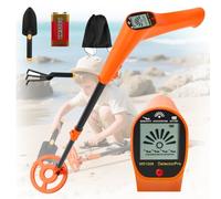 Metal Detector Bambini con Display LCD e Indicazione SUONO, Stelo Regolabile con Bobina Impermeabile da 6" per Principianti, Pala, Rastrello, Bobina Impermeabile, Regalo Principianti E Bambino