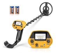 Metal Detector Kit Professionale Ricaricabile per Adulti e Bambini, Alta Precisione Impermeabile Regolabile in Altezza, Rivelatore Oro 78-108 cm con Bobina di Ricerca da 25 cm (Giallo)