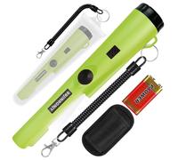 Metal detector, metal detector pinpointer per ricerca metalli, caccia al tesoro, ricerca a 360° di tesori d'oro con cintura, fondina, LED, accessori per attrezzi impermeabili (Verde chiaro)