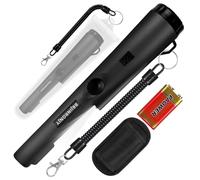 Metal detector, metal detector pinpointer per ricerca metalli, caccia al tesoro, ricerca a 360° di tesori d'oro con cintura, fondina, LED, accessori per attrezzi impermeabili (nero)