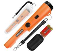 Metal detector, metal detector pinpointer per ricerca metalli, caccia al tesoro, ricerca a 360° di tesori d'oro con cintura, fondina, LED, accessori per attrezzi impermeabili (arancione)