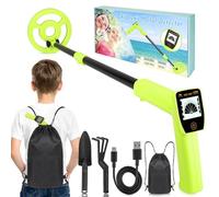 Metal Detector per bambini USB Ricaricabile - iTayga 2026 Metal Detector ad alta precisione con display LCD, Rivelatore di metallo per bambini impermeabile e regolabile per esplorazioni all'aperto