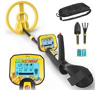 Metal Detector Professionali, Metaldetector Portatile per Bambini, Bobina di Ricerca Impermeabile da 5", Display LCD, 5 modalità (Giallo)