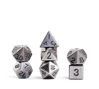 Metal Dice Polyhedral Set of 7 die (7) Antique Silver by Metallic Dice Games