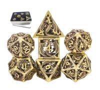 Metal DND Dice Set Hollow Polyhedral Dragon Dice Set Dungeons and Dragons Role Playing Dice Set 7CPS with Gift Metal Box Suitable for D&D Ta