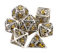 Metal DND Dice Set Hollow Polyhedral Unique Dragon Dice Dungeons and Dragons Dice Set D&D Gifts Role Playing Dice Set 7CPS with Gift Box Tab