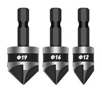 Metal Drill Bit Sets,3PCS Countersink Hss Hex Chamfer Five Pears Hexagonal 90 Degrees Boring Shank Carbon Steel Woodworking Tools(3pcs Round Shank)