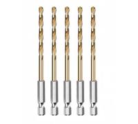 Metal Drill Bit Sets,5PCS 1.5~13mm Hex Shank,HSS Titanium Coating 135 Degree Tip(6mm)