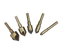 Metal Drill Bit Sets,Countersink,5 Pcs High Speed Steel 82 Degree Flute 6mm Round Shank Mill Cutter HSS Milling