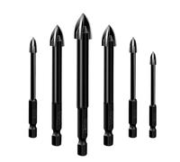 Metal Drill Bit Sets,Cross Hex Shank Multifunctional Concrete Glass Ceramic Tile Wood Drilling Tools(3+4+5+6+8+10+12)