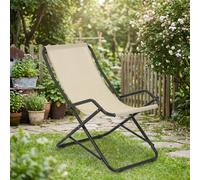 Metal Far Sdraio da Giardino Pieghevole in Ferro e PVC 62x90x85h cm colore Ecrù Traspira - 190TEXE