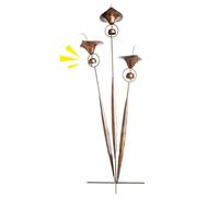 Metal Flower Stakes, Decorative Garden Yard Art Kit, Wind Bell Accent with Heat Finished Design System, Heavy Duty Craft Structure, Artistic Outdoor Ornament Vintage Style, Garden Stakes for Patio
