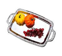 Metal Food Serving Tray, Ampio Silver Display Tray, Decorative Food Platter with Elegant Table Design, Multi Purpose Serving Plate, Party Dessert Display Essentials, Home Kitchen Living Room Use