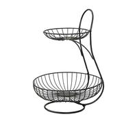 Metal Fruit Basket - 2 Tier Storage Holders, Open Wire Mesh Design Countertop Stands, Durable Iron Fresh Produce Bowls, Vegetables Candy Snack Organizer Racks - For Kitchen Pantry Dining Table