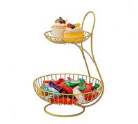 Metal Fruit Basket, 2-Tier Veggies Storage Rack, Countertop Fruit Stand Holder, Kitchen Storage Accessory, Fruiit Basket With Space Saving Design For Countertop Pantry Shelf Party Buffet Break Room