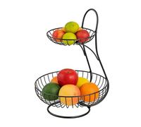 Metal Fruit Basket, Two Tier Veggies Storage, Countertop Fruit Stand Space Saving Design, Kitchen Storage Rack, Produce Organizer Basket Home Setup and Table Display, for Pantry Shelf Party Buffet Bre