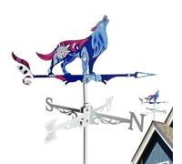Metal Gallo Flashing - Indicatore del vento decorativo con quello di un animale, ruotandolo all'aperto | Scena rustica con lupi agricoli, decorazione da giardino per il cortile, tetto, orto, Bande