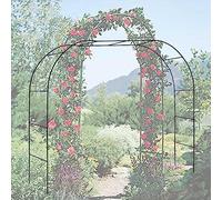Metal Garden Arch Heavy Duty Rose Arbor with Flower Stand for Climbing Plants Support Large Archway Garden Decoration in Black and White 3.5M Width by 2.2M Height