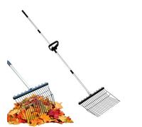 Metal Garden Cultivator, Steel Hand Tool Rake, Extended Grip Handle, Multi Tine Scoop Design, 14 Inch Length, Excellent for Manure Removal, Farm Chores, Lawn Care, or Outdoor Cleanup
