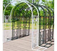 Metal Garden Rose Arch Trellis for Climbing Plants Large 140 cm 340 cm Black Square Tube Design Outdoor Garden Arbor Pergola (W180 cmxH230 cm)